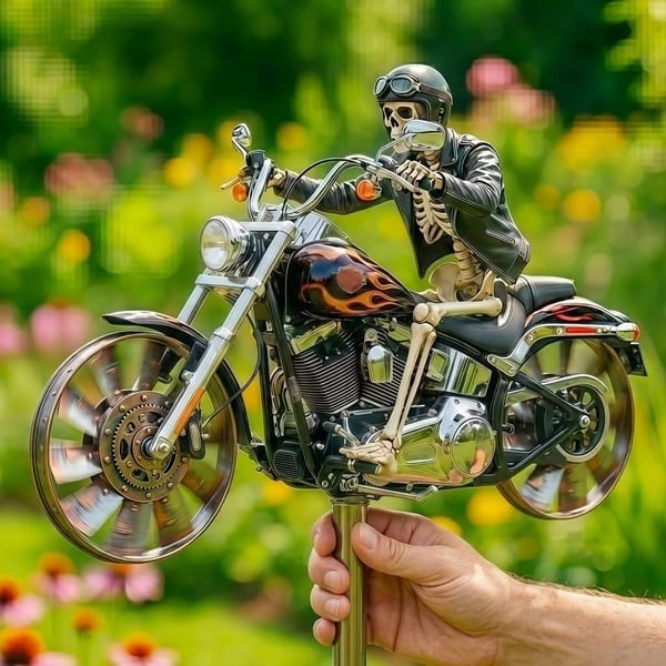 Skull Motorcycle Windmill Decor