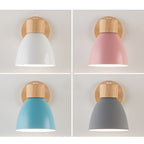 Modern Minimalist Wall Sconce | Wood & Iron Macaron Lamp