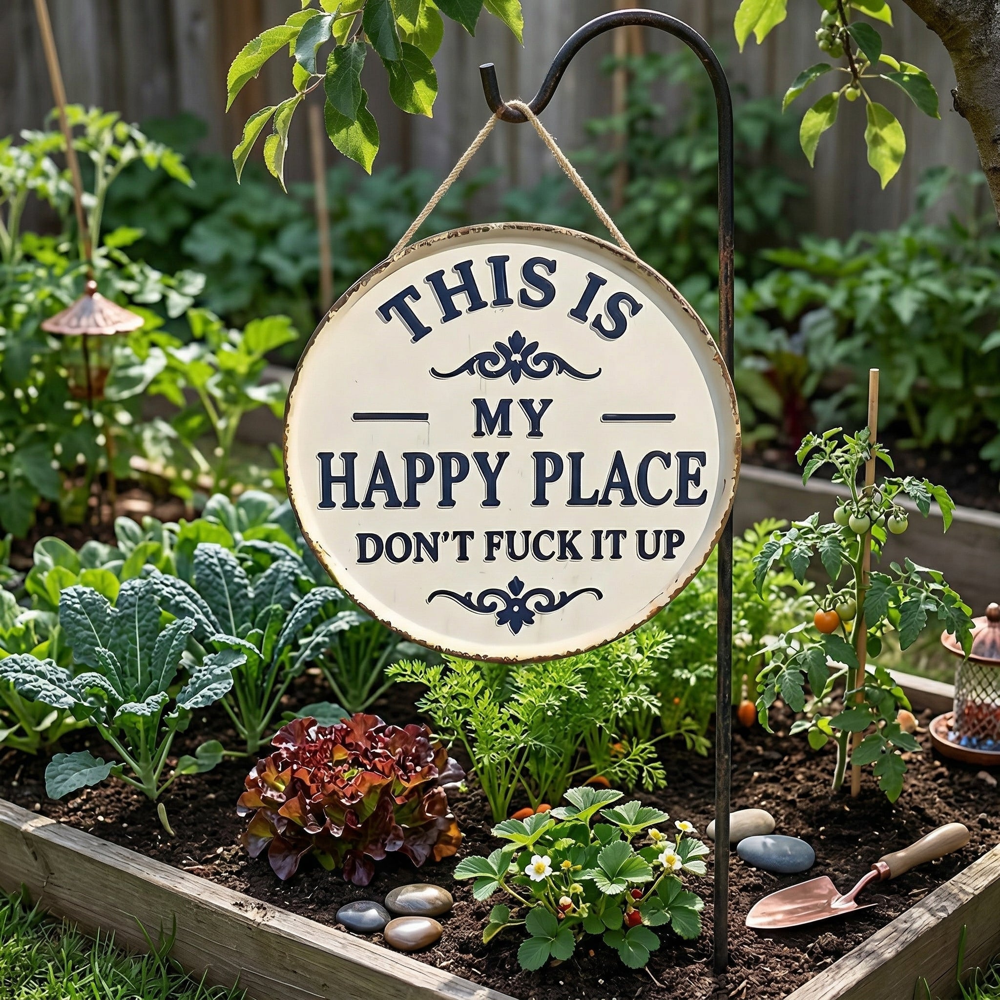 Funny Garden Metal Sign – Vintage Decor