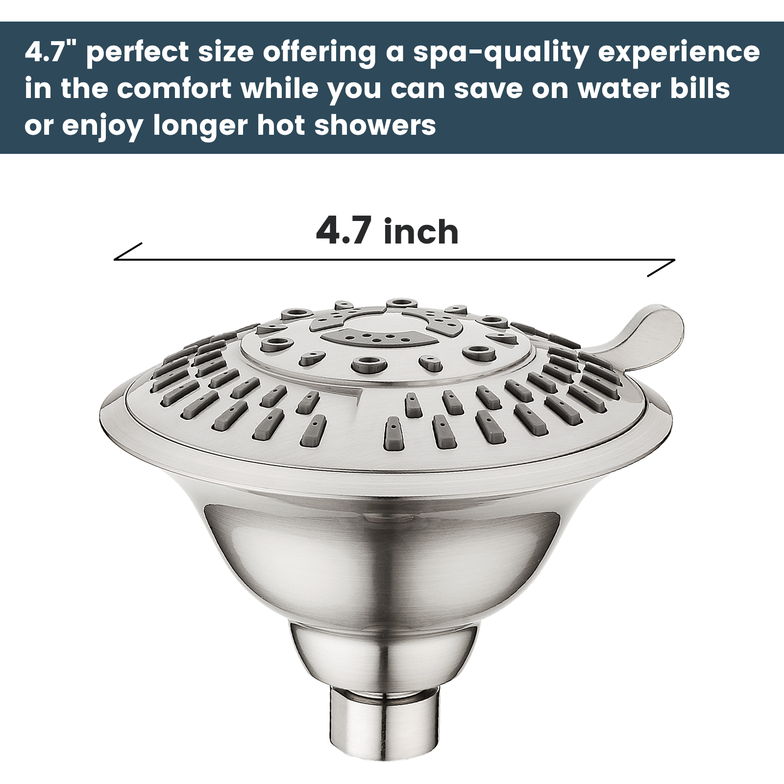 High Pressure 5-Spray Fixed Shower Head, Angle Adjustable