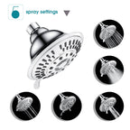 High Pressure 5-Spray Fixed Shower Head, Angle Adjustable