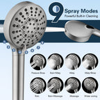 Filtered Shower Head with Handheld, High Pressure 9-Spray Showerhead with Hose and Bracket