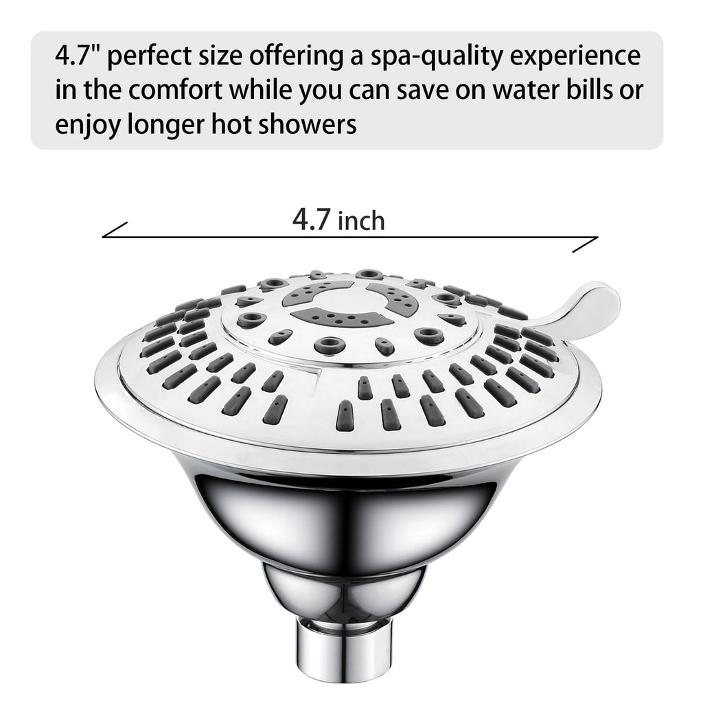 High Pressure 5-Spray Fixed Shower Head, Angle Adjustable