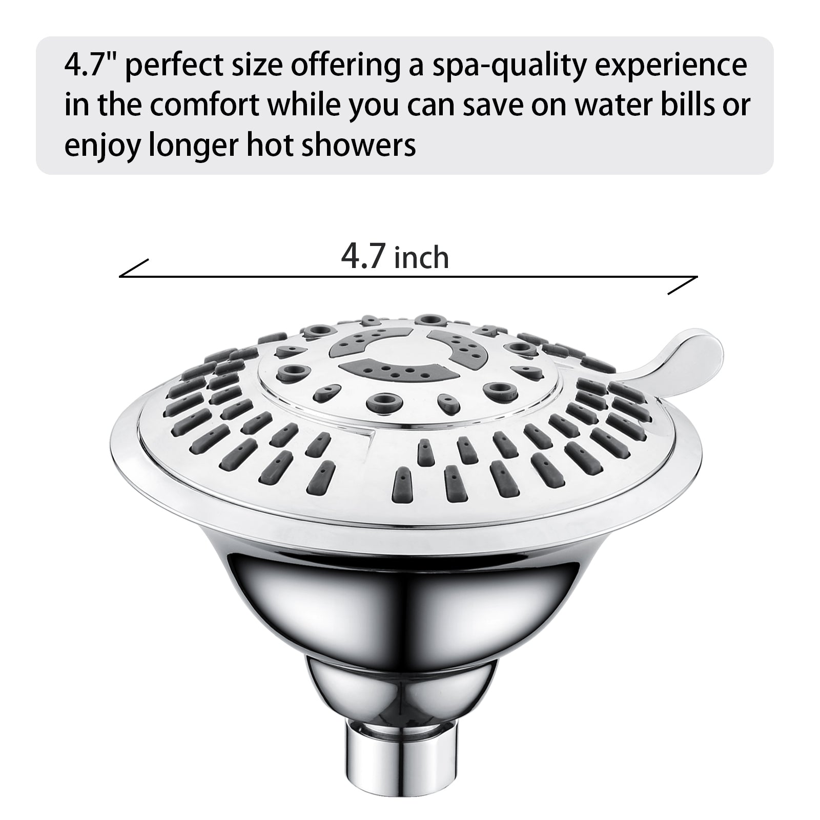 High Pressure 5-Spray Fixed Shower Head, Angle Adjustable