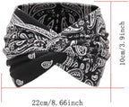 Printed Cross Yoga Headband, Print Hair Band Wide Elastic Hair Band, Twist Knot Headbands