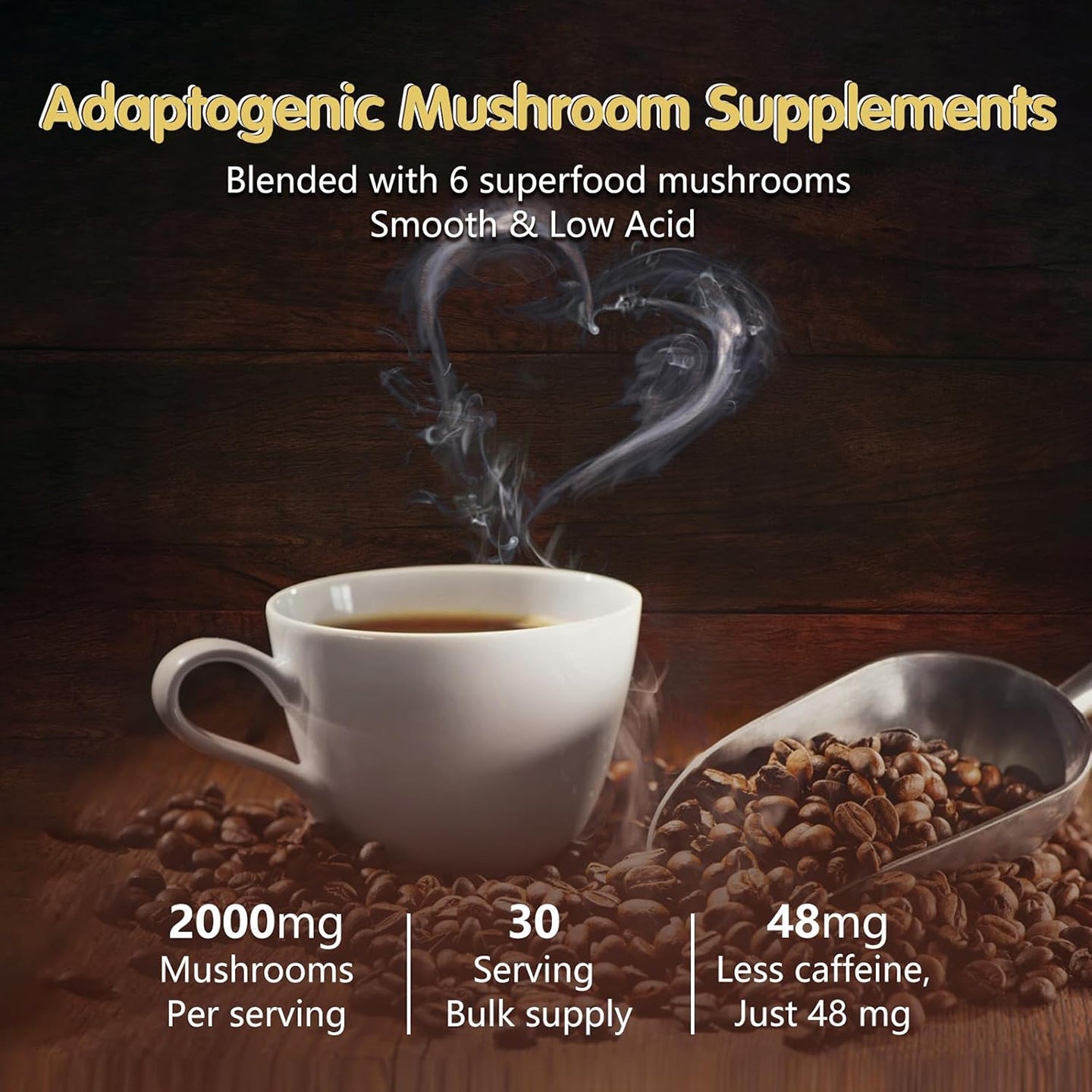 Mushroom Coffee Blend – Medium Roast Instant Coffee with 6 Functional Mushrooms