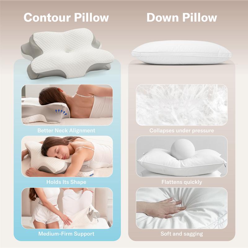 Ergonomic Cervical Pillow, Odorless Memory Foam for Cozy Sleep