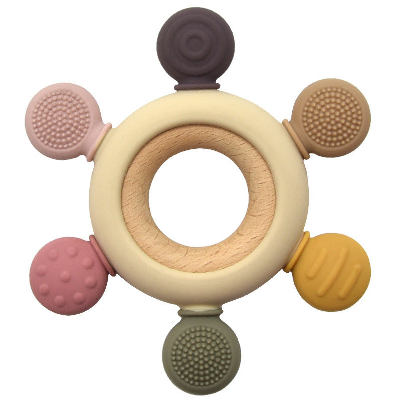 Silicone & Wood Baby Teething Ring