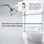 High Pressure 5-Spray Fixed Shower Head, Angle Adjustable