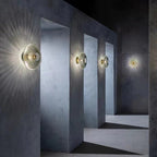 Nordic Vintage Glass Wall Sconce | Striped Round Disc Light