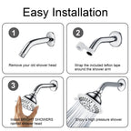 High Pressure 5-Spray Fixed Shower Head, Angle Adjustable