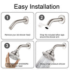 High Pressure 5-Spray Fixed Shower Head, Angle Adjustable