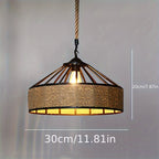 Rustic Hemp Rope Pendant Light | Vintage Farmhouse Ceiling Lamp