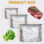 【Refrigerated Food】Reusable Aluminum Foil Sealable Storage Bags, 2026 New Resealable Vacuum Zipper Pouches for Food, Stand Up Foil Sealable Bags with Label and Zip Lock for Vegetable Fruit Meat