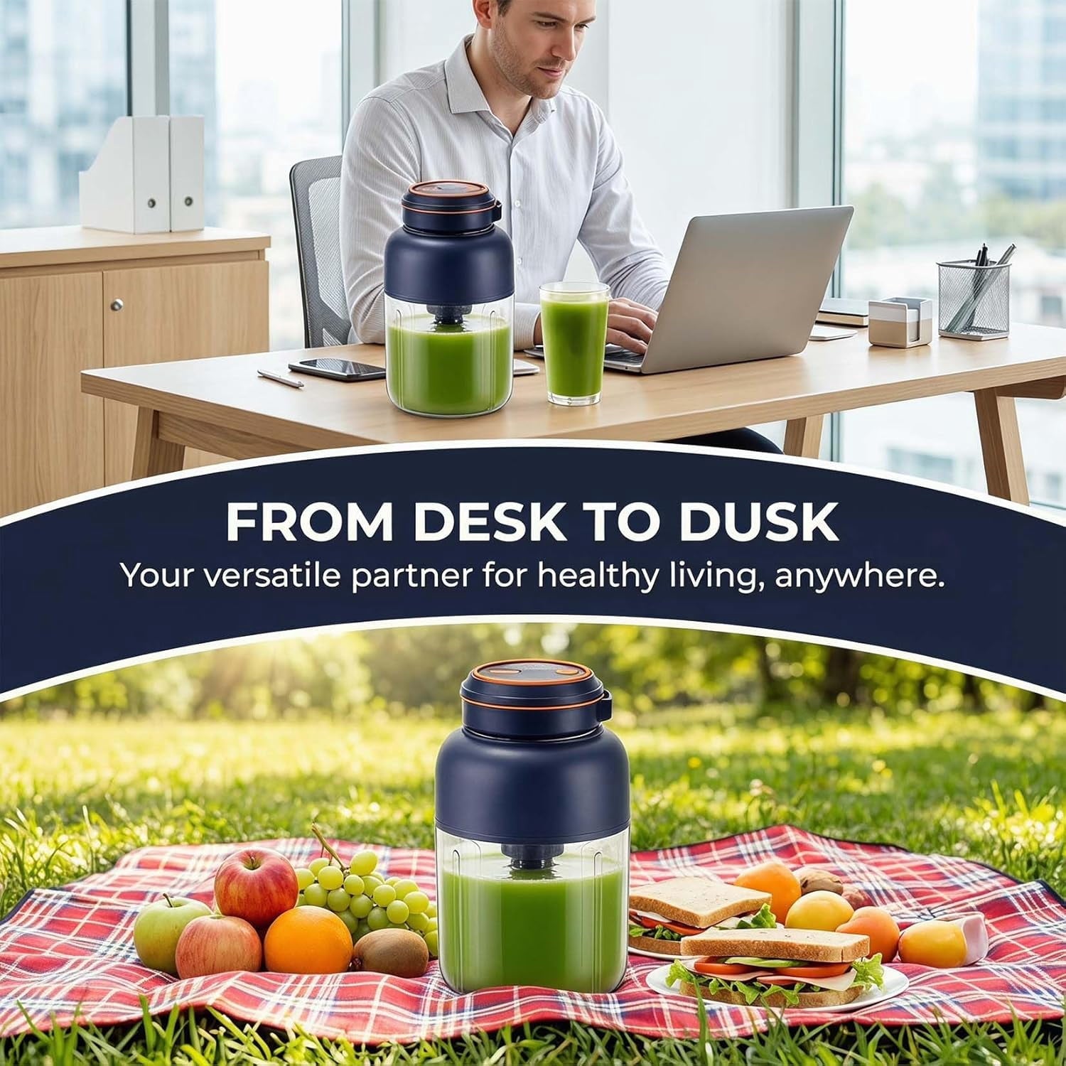 Portable Wireless Juicer Cup 1300ML – Rechargeable USB Personal Blender for Fruits & Vegetables