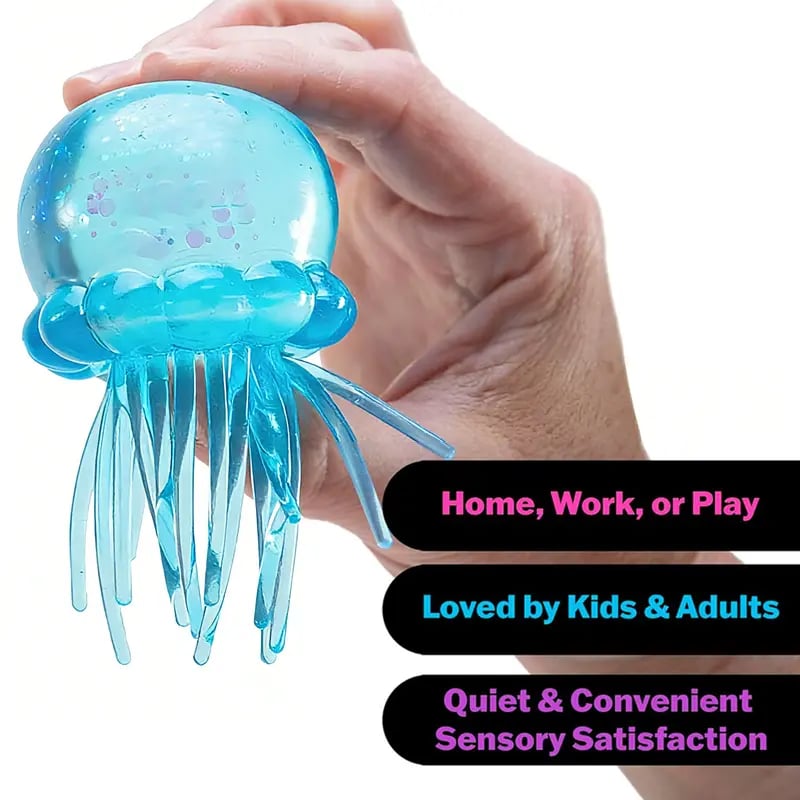 Cute Jellyfish Squishy Toy-Blue, Purple, Pink Glitter Jellyfish Stress Relief Squeeze Toy
