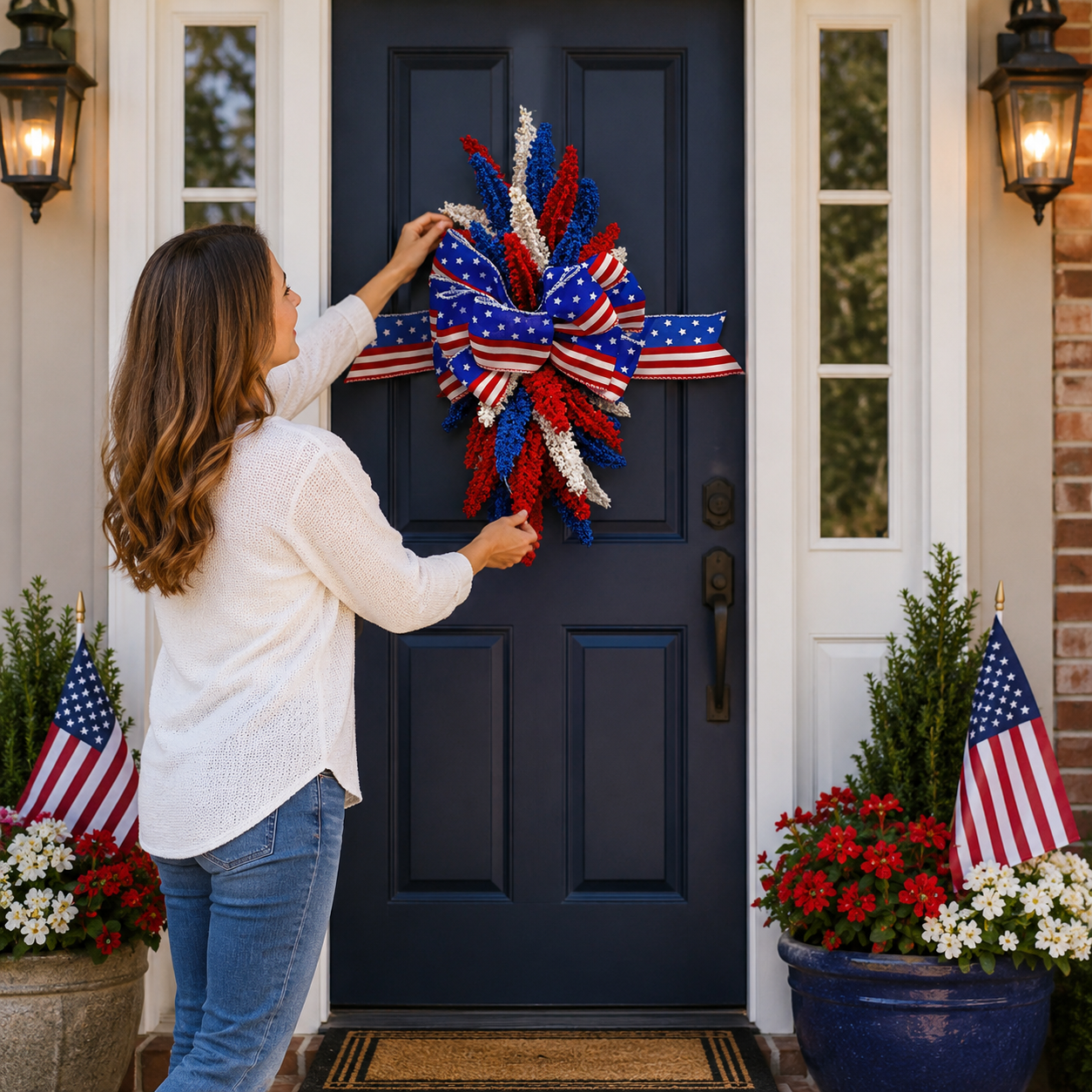 Patriotic Bow Hanging Ornament for Festival Decoration