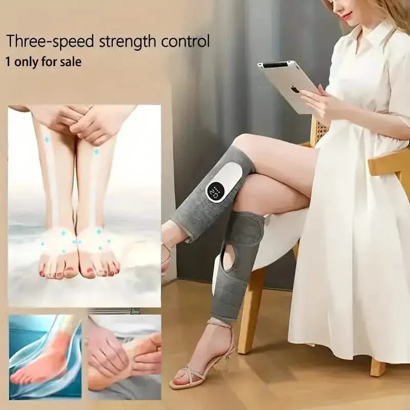 Rechargeable Air Compression Leg Calves Muscle Massager with 3 Intensity Levels and 3 Heat Settings