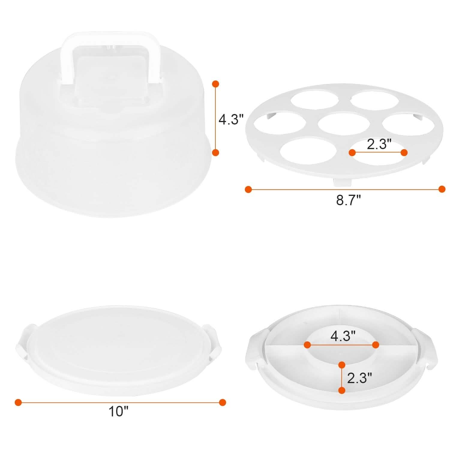 10" Cake Storage Container with Handle Plastic Cake Box