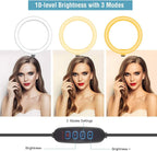 10" LED Ring Light, Selfie Ring Light with Stand and Phone Holder, 11 Brightness Levels (Refurbished)