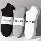 10-Pairs: Men's Solid Sport Low Cut Socks, Breathable Sweat-absorbing Comfy Soft Casual Simple Style Socks