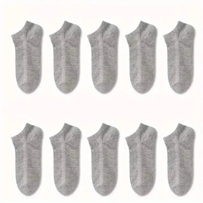 10-Pairs: Men's Solid Sport Low Cut Socks, Breathable Sweat-absorbing Comfy Soft Casual Simple Style Socks