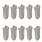 10-Pairs: Men's Solid Sport Low Cut Socks, Breathable Sweat-absorbing Comfy Soft Casual Simple Style Socks