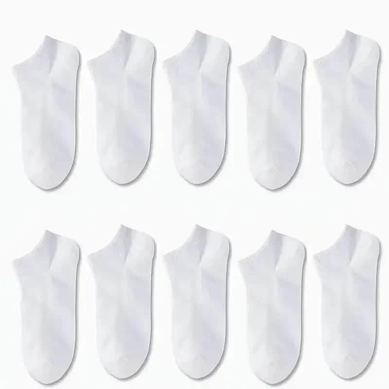 10-Pairs: Men's Solid Sport Low Cut Socks, Breathable Sweat-absorbing Comfy Soft Casual Simple Style Socks
