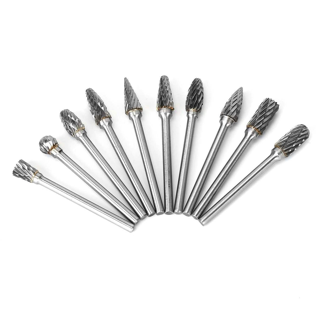 10-Piece: Double Cut Carbide Rotary Die Grinder Bit Set
