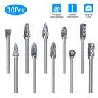 10-Piece: Double Cut Carbide Rotary Die Grinder Bit Set
