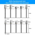 10-Piece: Double Cut Carbide Rotary Die Grinder Bit Set