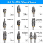 10-Piece: Double Cut Carbide Rotary Die Grinder Bit Set