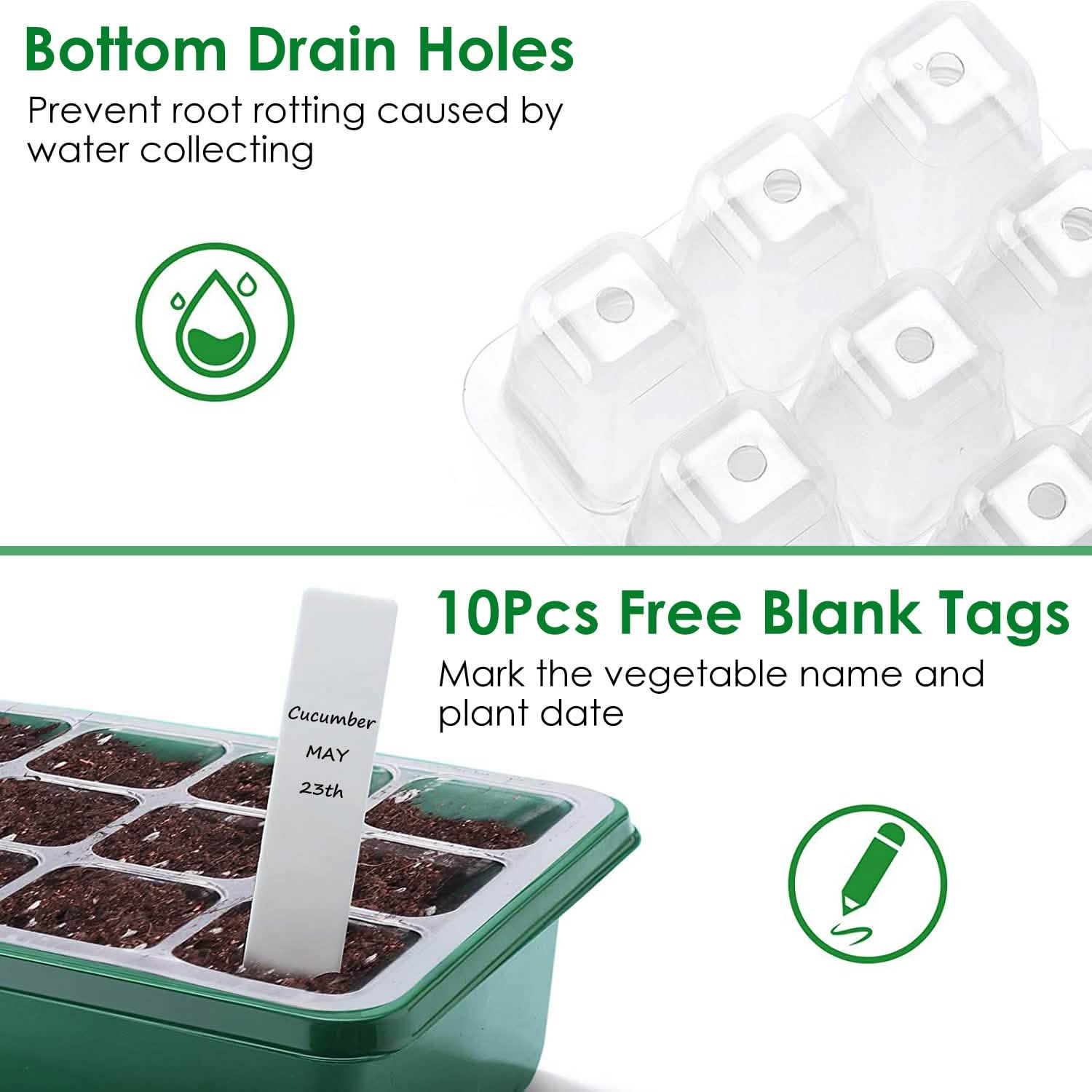 10-Piece: Reusable Seed Starter Tray Kit