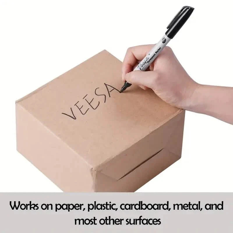 10-Pieces: Black Permanent Markers Fine Tip