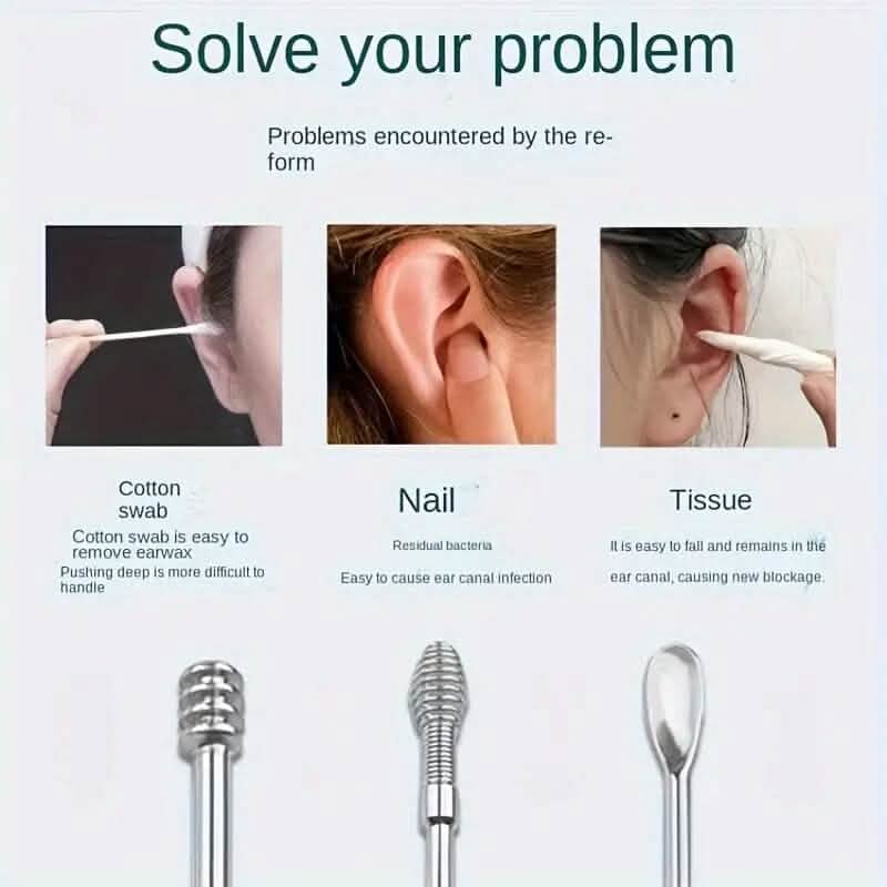 10-Pieces: Stainless Steel Ear Wax Removal Tool Set