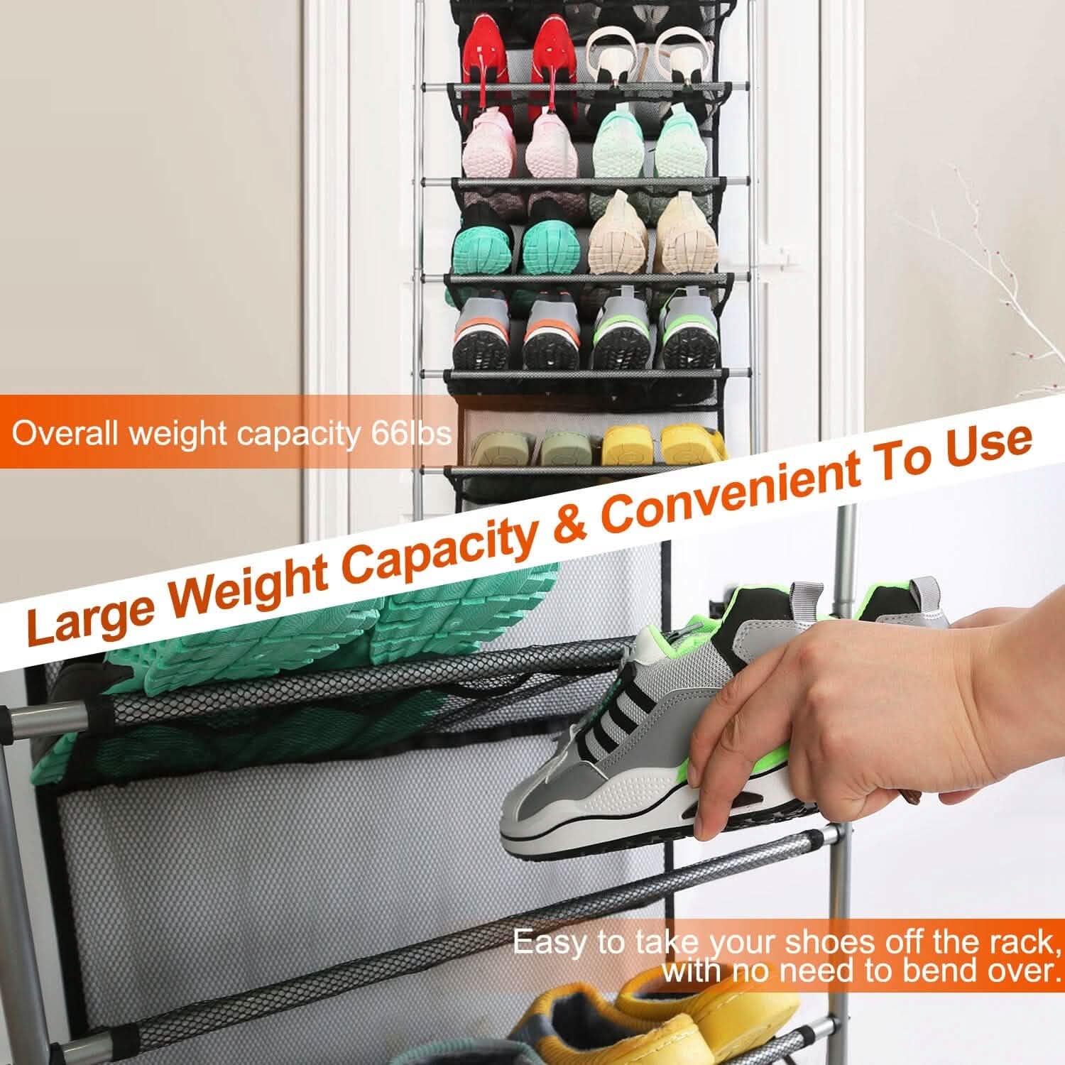 10-Tier Over the Door Shoe Rack Organizer Holder Hanging Storage Shelf