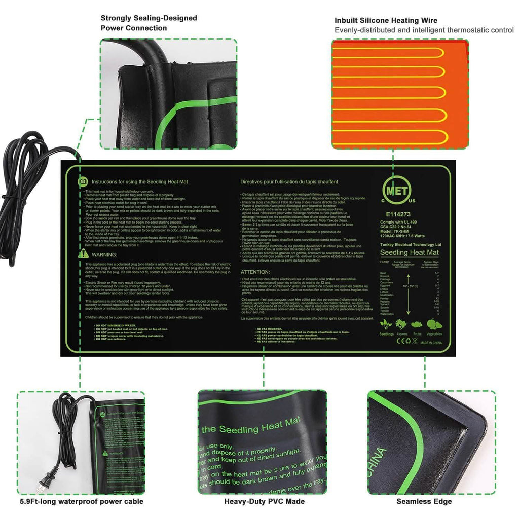 10" x 20" Seedling Heat Mat for Seed Germination