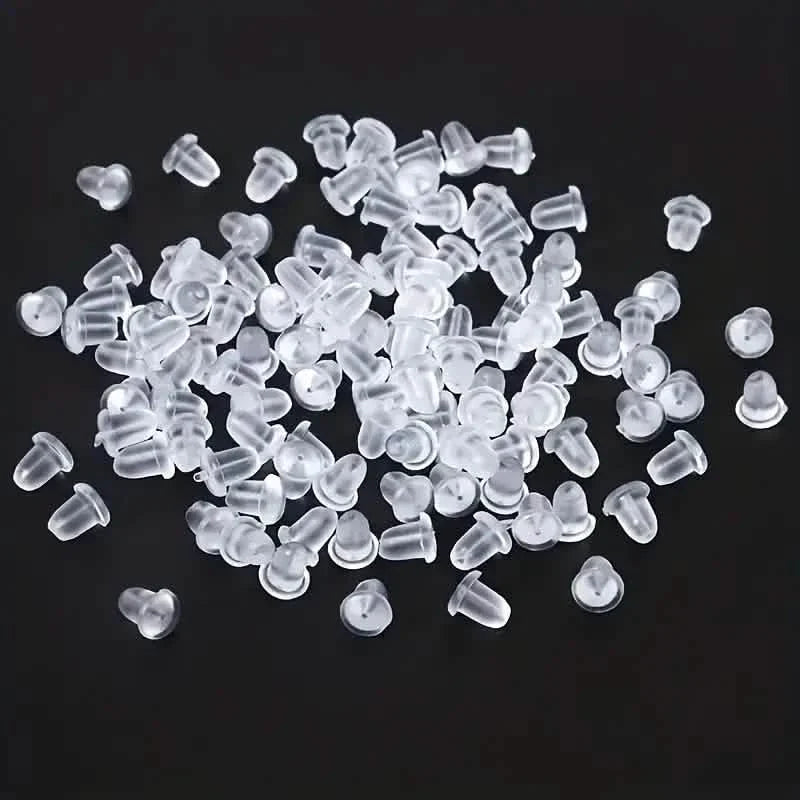 100-Pieces: Transparent Plastic Ear Clog Ear Stud Earring Pin Backs Ear Plug
