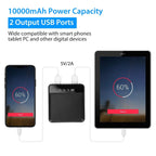 10000 mAh Portable Powerbank Mini with Dual USB Ports LCD Display