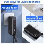 10000mAh Portable Charger with US Plug 3 Inbuilt Cables