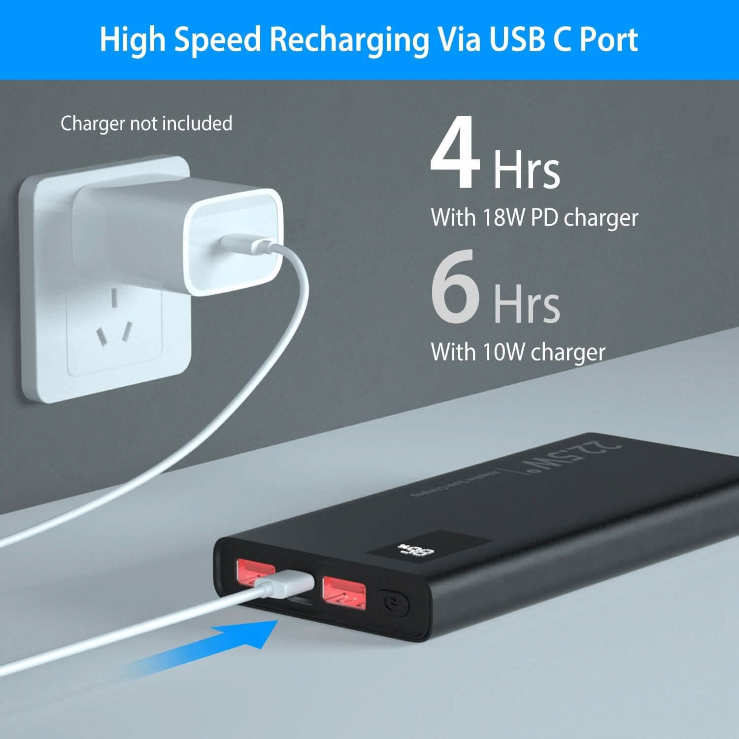 10000mAh Power Bank Portable Charger External Battery Pack