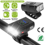 1000LM Bike Front Light Rechargeable Handlebar Head Light with 6 Lighting Modes