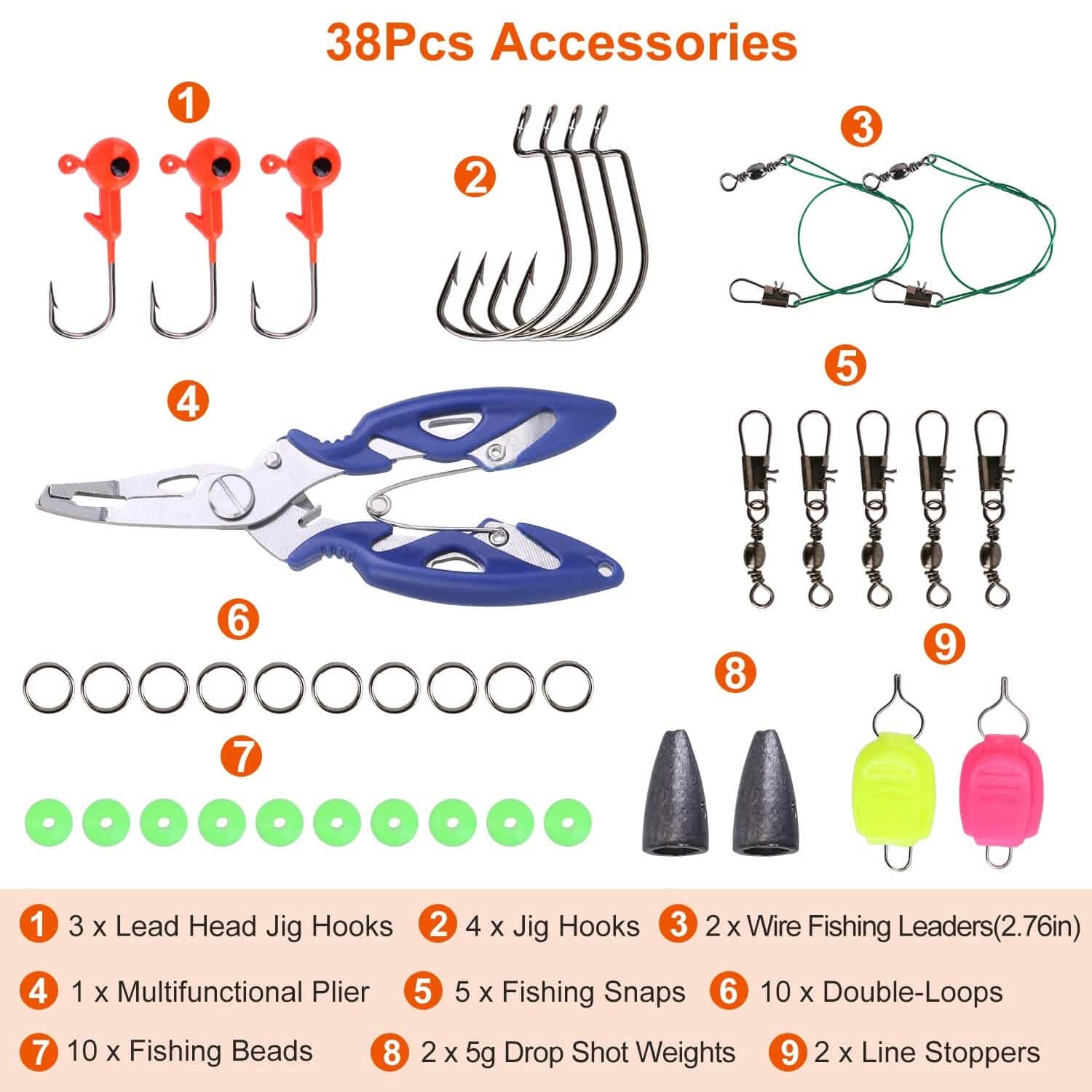 101-Pieces: Fishing Lure Kit Soft Plastic Fishing Baits Set with Soft Worms Crankbaits Box