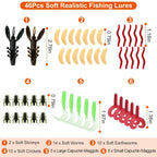 101-Pieces: Fishing Lure Kit Soft Plastic Fishing Baits Set with Soft Worms Crankbaits Box