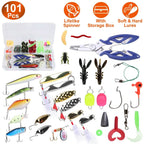 101-Pieces: Fishing Lure Kit Soft Plastic Fishing Baits Set with Soft Worms Crankbaits Box