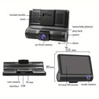 1080P 3-Camera Recorder Dash Cam with Night Vision