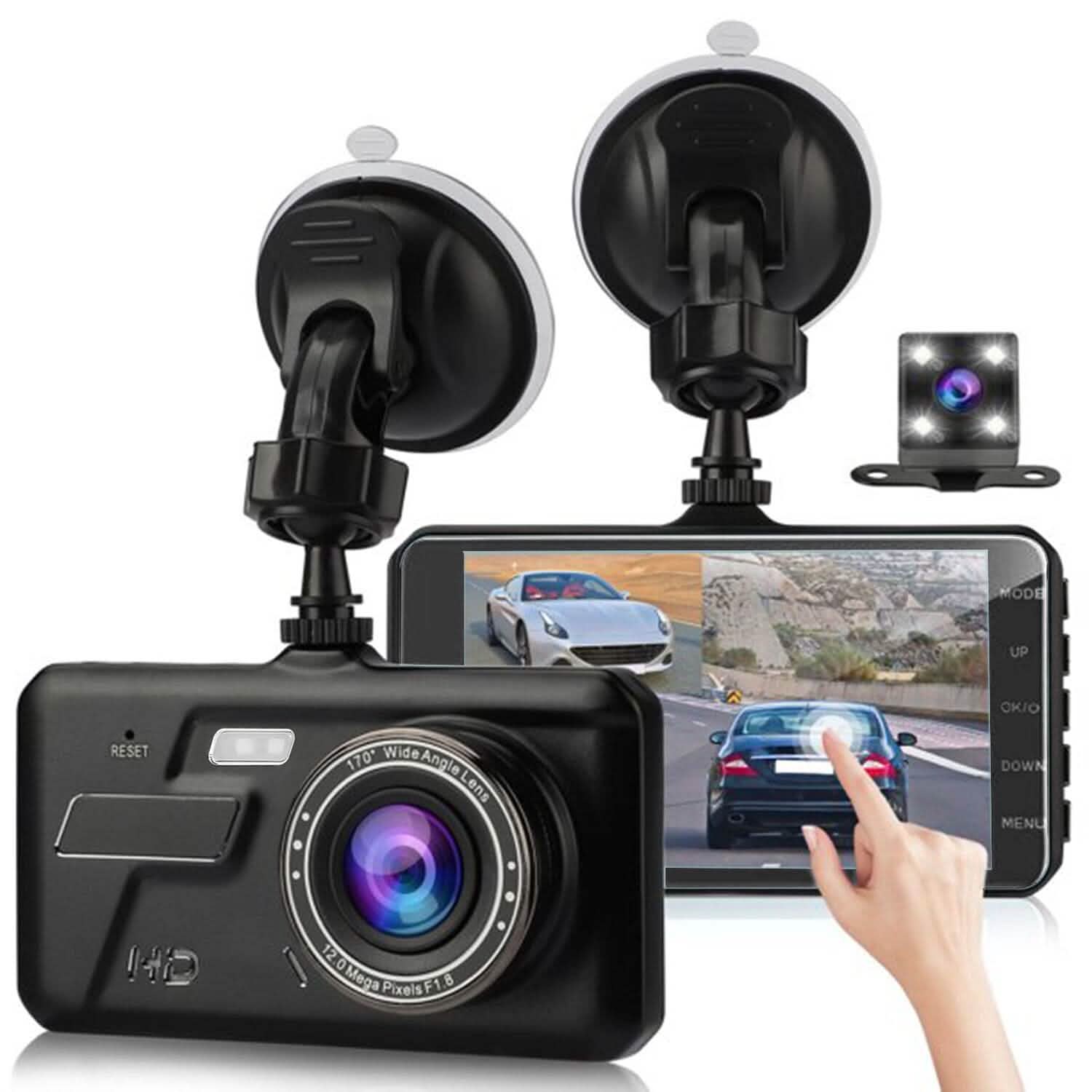 1080P 4-Inch Touch Screen Dual Dash Cam