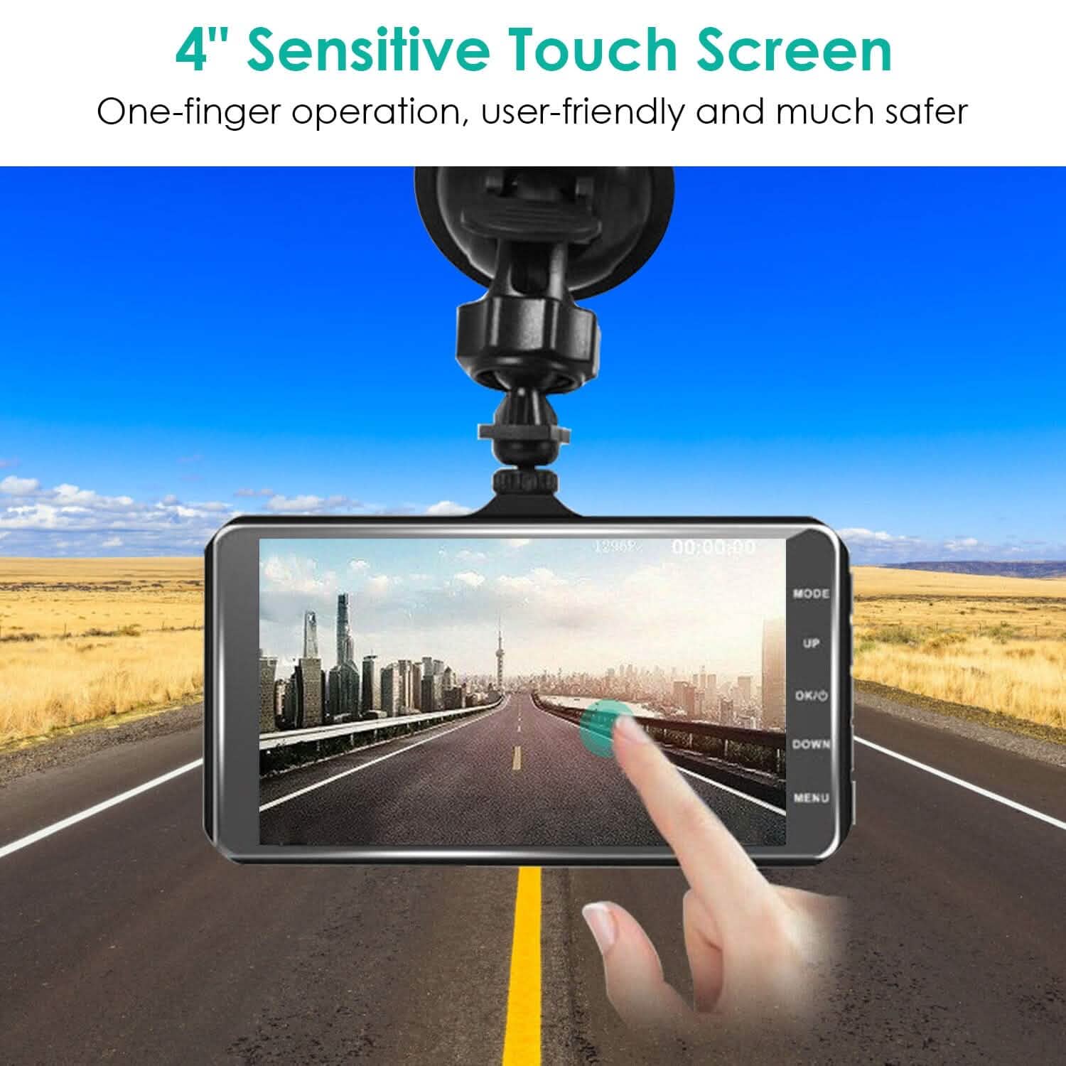 1080P 4-Inch Touch Screen Dual Dash Cam