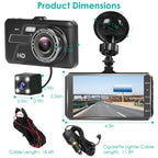 1080P 4-Inch Touch Screen Dual Dash Cam