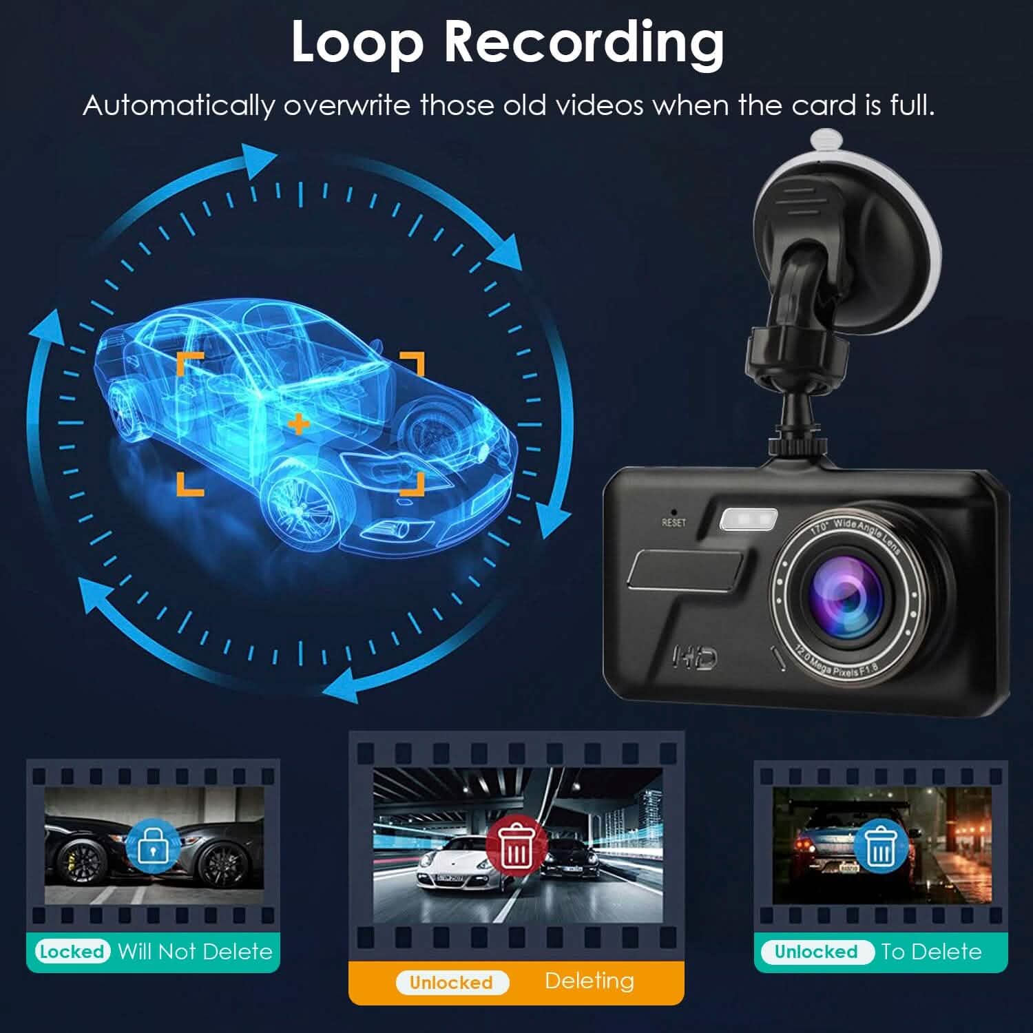 1080P 4-Inch Touch Screen Dual Dash Cam